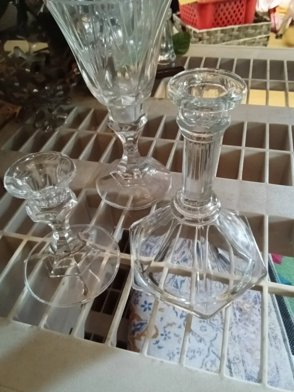 Elegant Crystal Glass Candlestick Set with Decanter